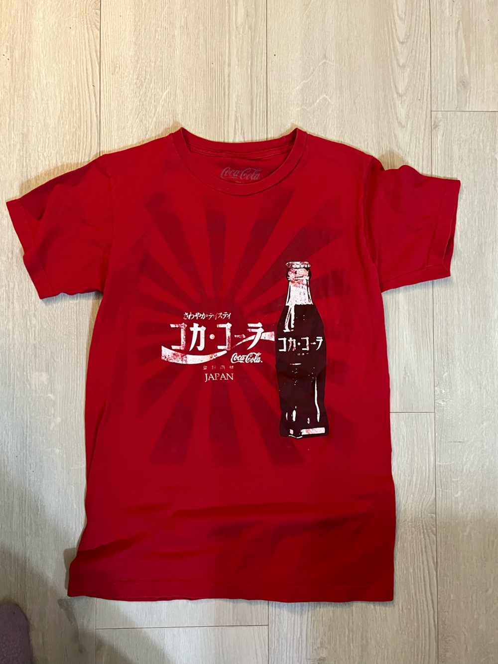 Coca Cola Red Graphic Tee with Bottle Print Japan
